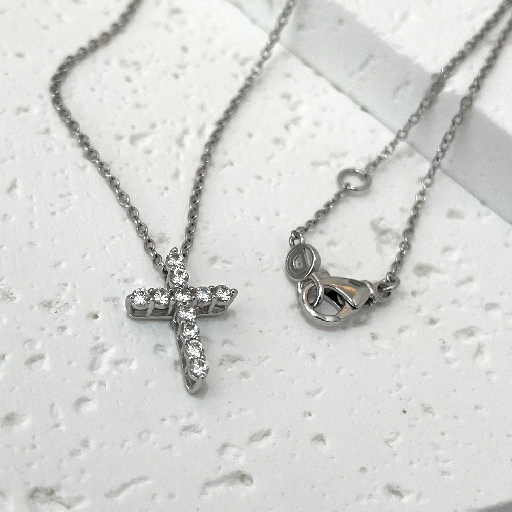 미니 십자가 랩 다이아 1.7mm 목걸이 데일리 여자 선물 - 상세 이미지 4