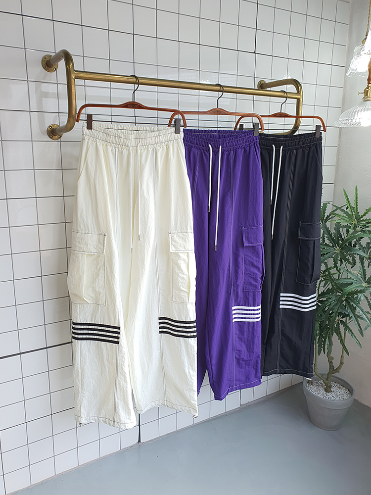 나일론 포라인 카고팬츠 밴딩 와이드 남자 여자 - 상품 이미지