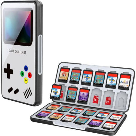 [HEIYING][해외]닌텐도 스위치 & OLED 라이트용 게임 카드 케이스, 24개의 슬롯과 마이크로 SD 슬롯이 있는 맞춤형 패턴 메모리 저장 홀더