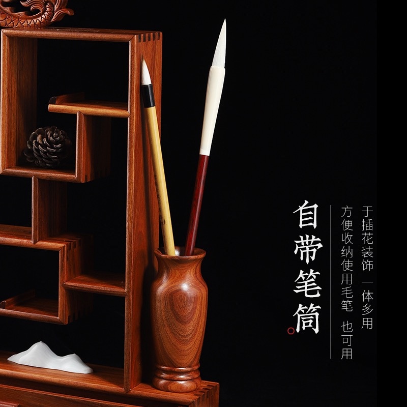 우드 붓거치대 화방 미술 받침대 붓걸이 브러시 행거 로즈우드 펜걸이 37x6x42cm - 상세 이미지 4