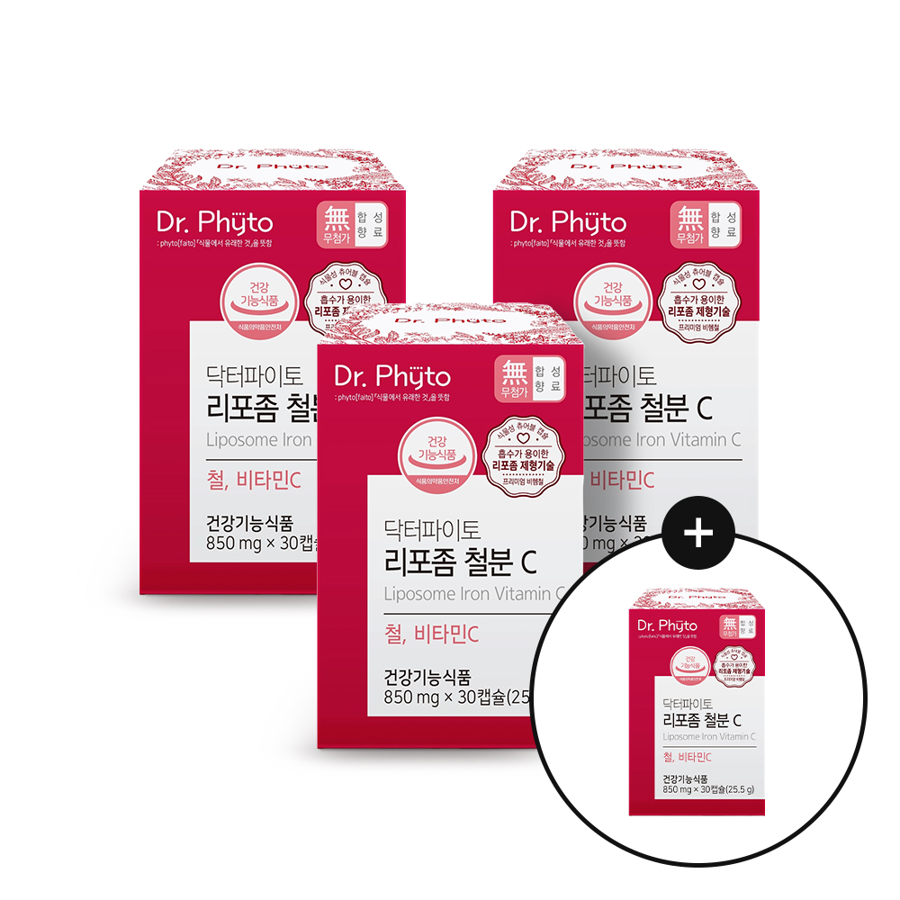 [8주년 이벤트]  닥터파이토 리포좀 철분C 철분 비타민C 락토페린 어린이 여성 임산부 30캡슐, 4개