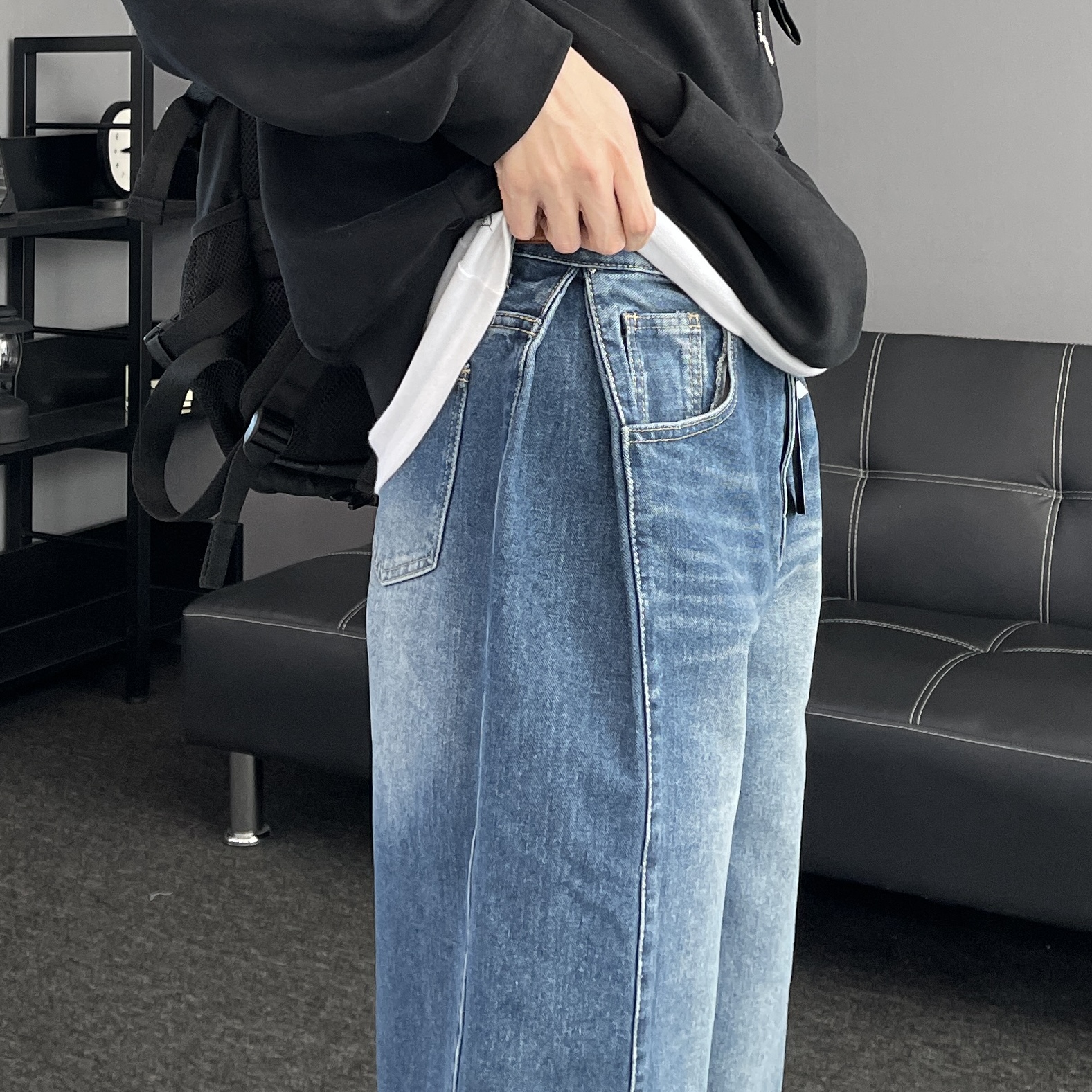 남자청반바지 남자7부청바지 버뮤다데님팬츠 - 상세 이미지 2