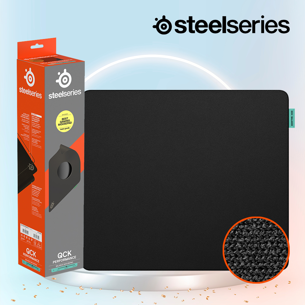 [국내정발] 스틸시리즈 QCK PRO 퍼포먼스 게이밍마우스패드 블랙, 밸런스 L