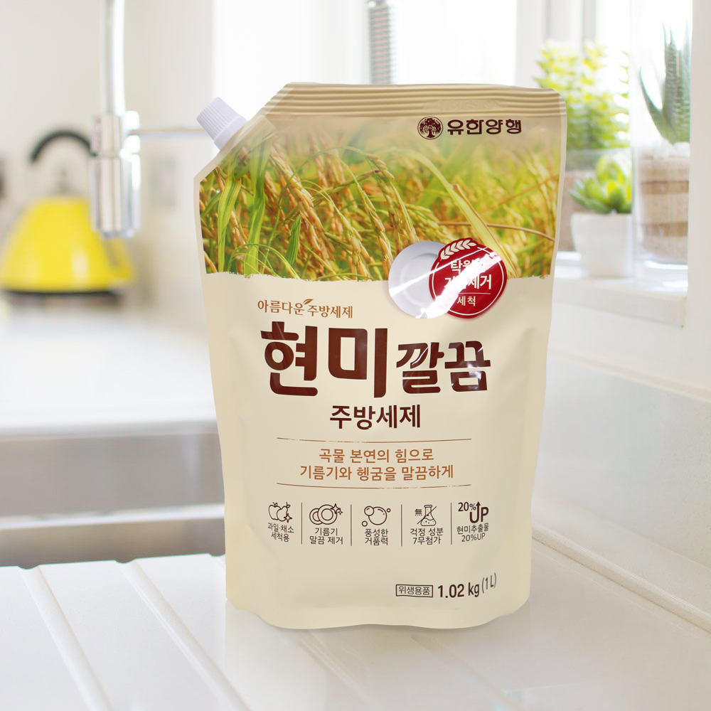 유한 아름다운 현미 깔끔 설거지 주방세제 리필 1L - 상품 이미지