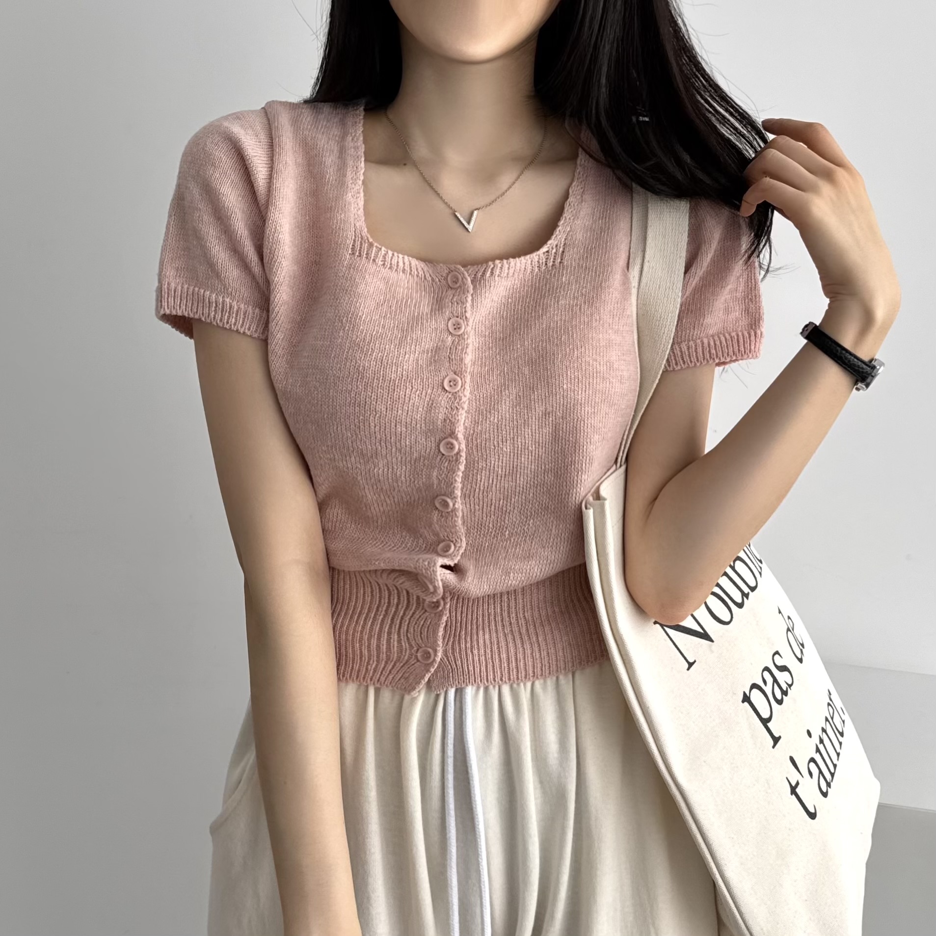 여름 가디건 반팔 니트 볼레로 린넨