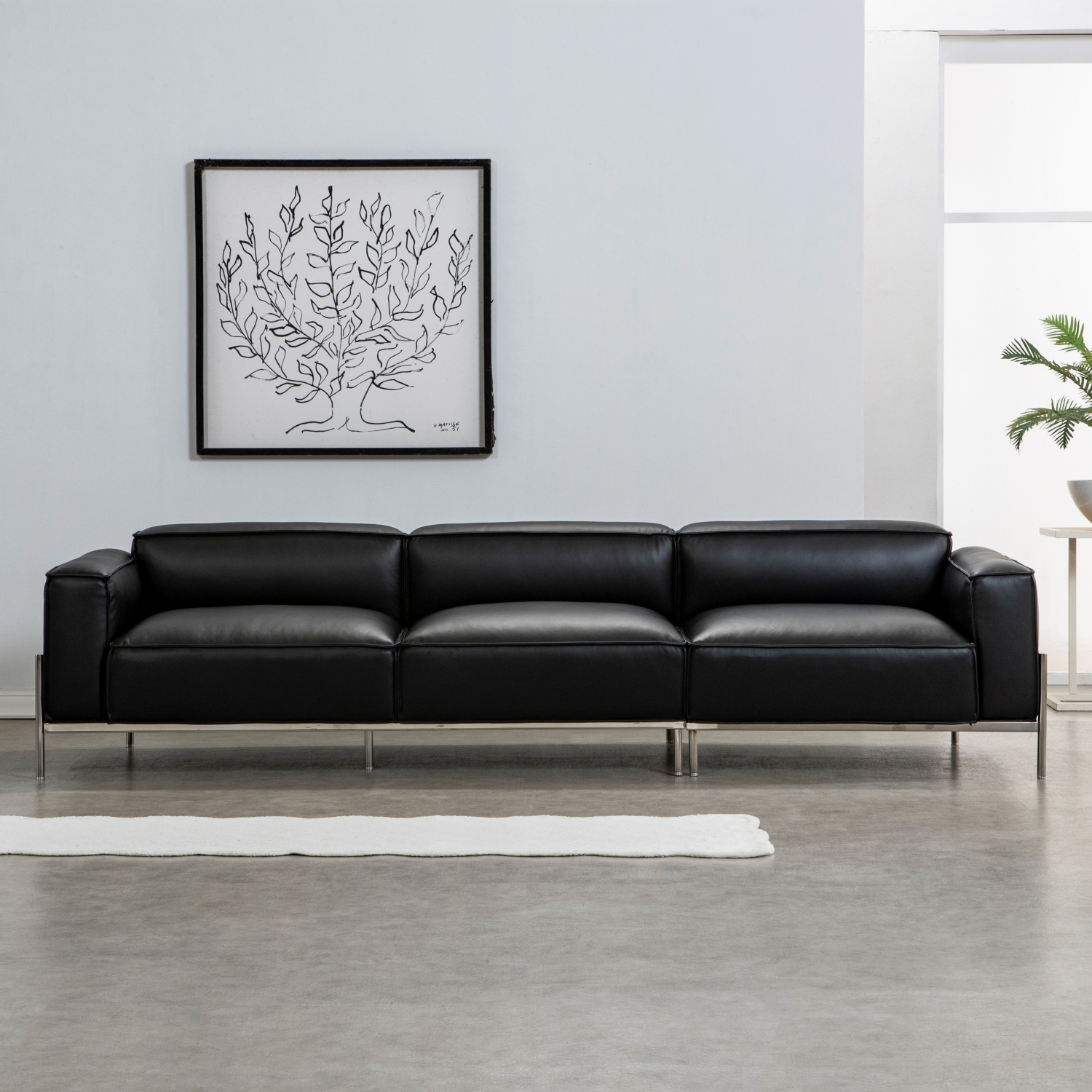 수아브 SE 03 모던 천연 면피 가죽 소파 구스 통가죽 소파 1인