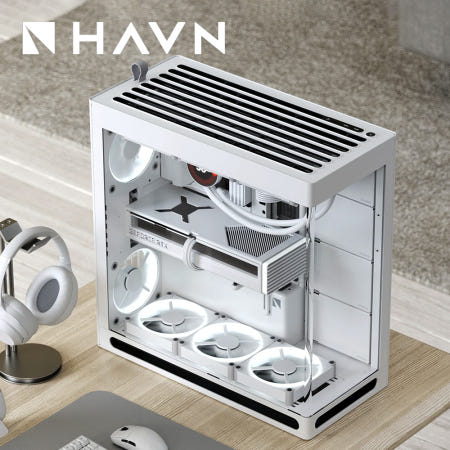 [국내정발] HAVN HS420 컴퓨터 어항 케이스 미들타워 본체 데스크탑 케이스 화이트