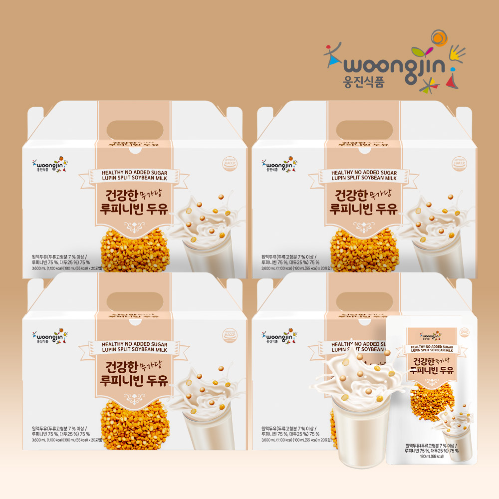 웅진 건강한 무가당 루피니빈 두유 55Kcal 고단백 무첨가 180ml, 80개