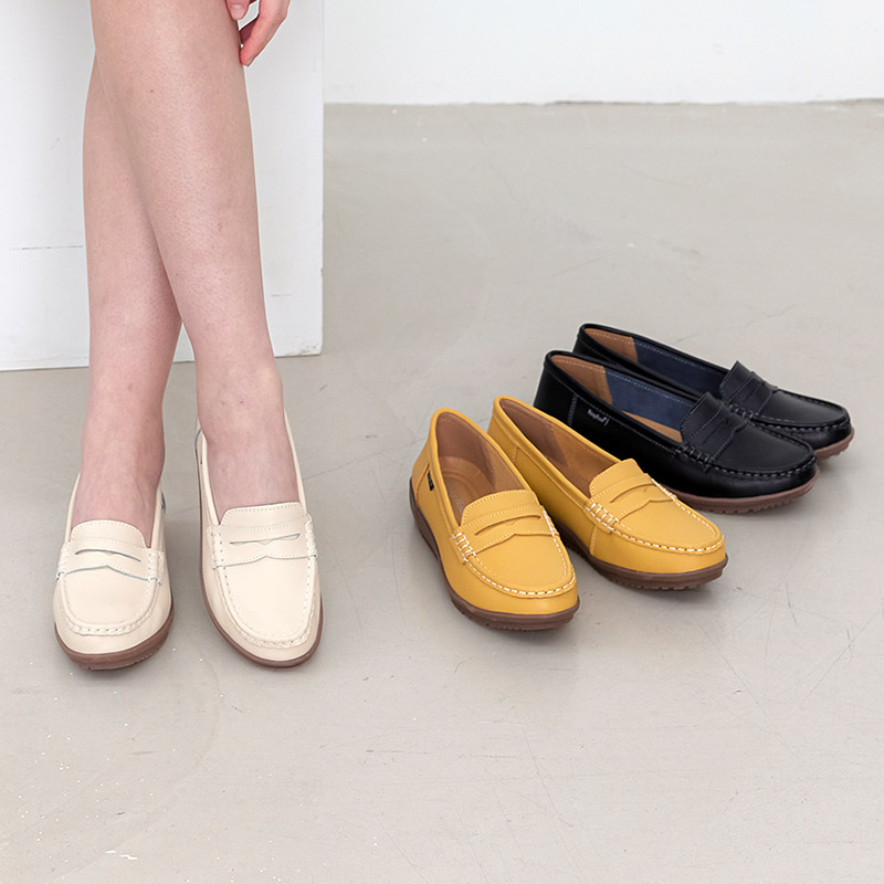 발편한 여성 소가죽 페니로퍼 단화 1109