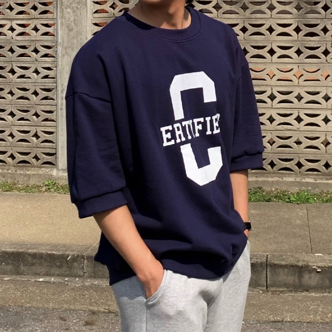 남자 머맨 오버핏 여름 쭈리 면 텐타덤블 워싱 반팔티 - 상세 이미지 2