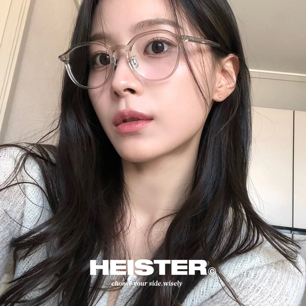 하이스터 안경 번즈 Burns GRY 남자 여자 다각 원형 뿔테 투명 그레이 안경테 - 상품 이미지