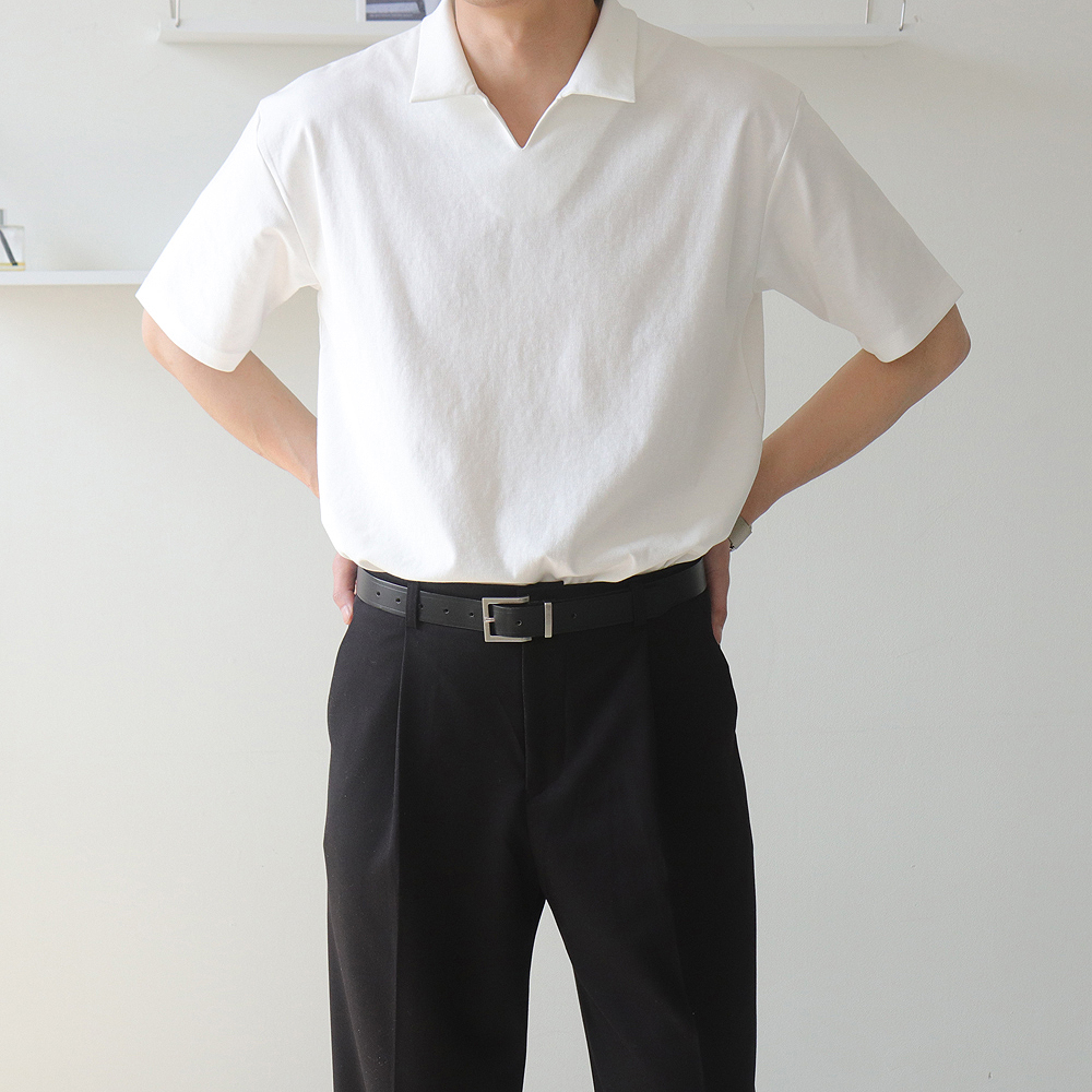 남자 반팔 카라티 구김없는 분또 헨리넥 남성 반팔티