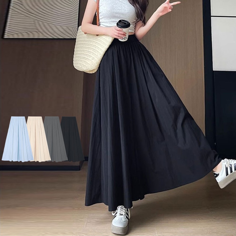 아이스 실크 플레어 치마바지 4color 여름 시원한 쿨 밴딩 와이드 팬츠 체형 커버