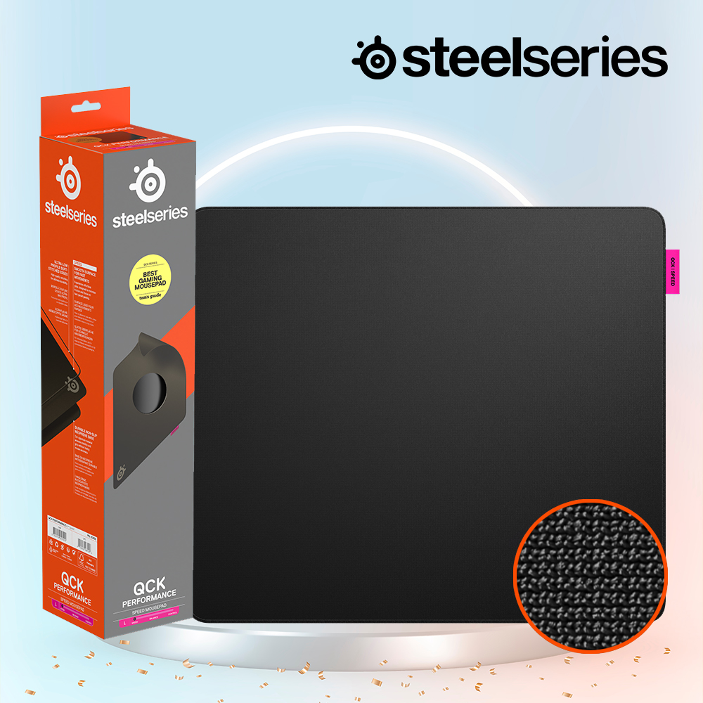 [국내정발] 스틸시리즈 QCK PRO 퍼포먼스 게이밍마우스패드 블랙, 스피드 L