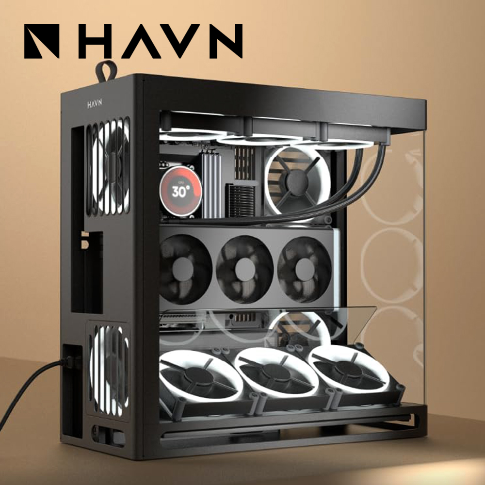 [국내정발] HAVN HS420 VGPU 컴퓨터 어항 케이스 미들타워 본체 데스크탑 케이스 블랙