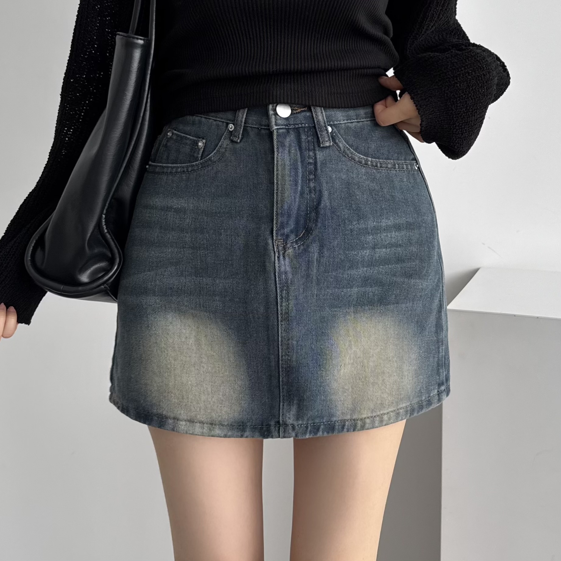 청치마 카고 데님 미니 플레어 스커트 - 상세 이미지 3