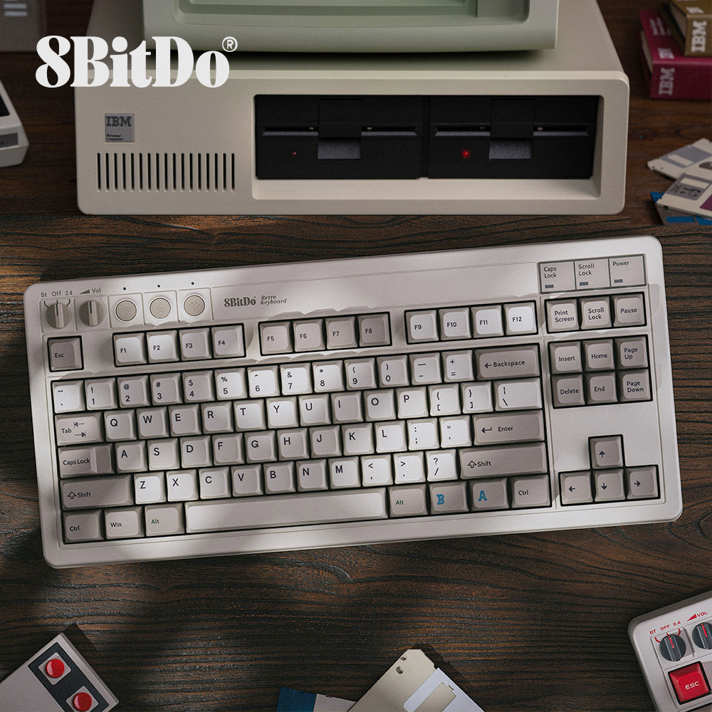 [국내정발] 8bitdo키보드 레트로 무선 8비트 8비토 +패드 M 영문 백축V2