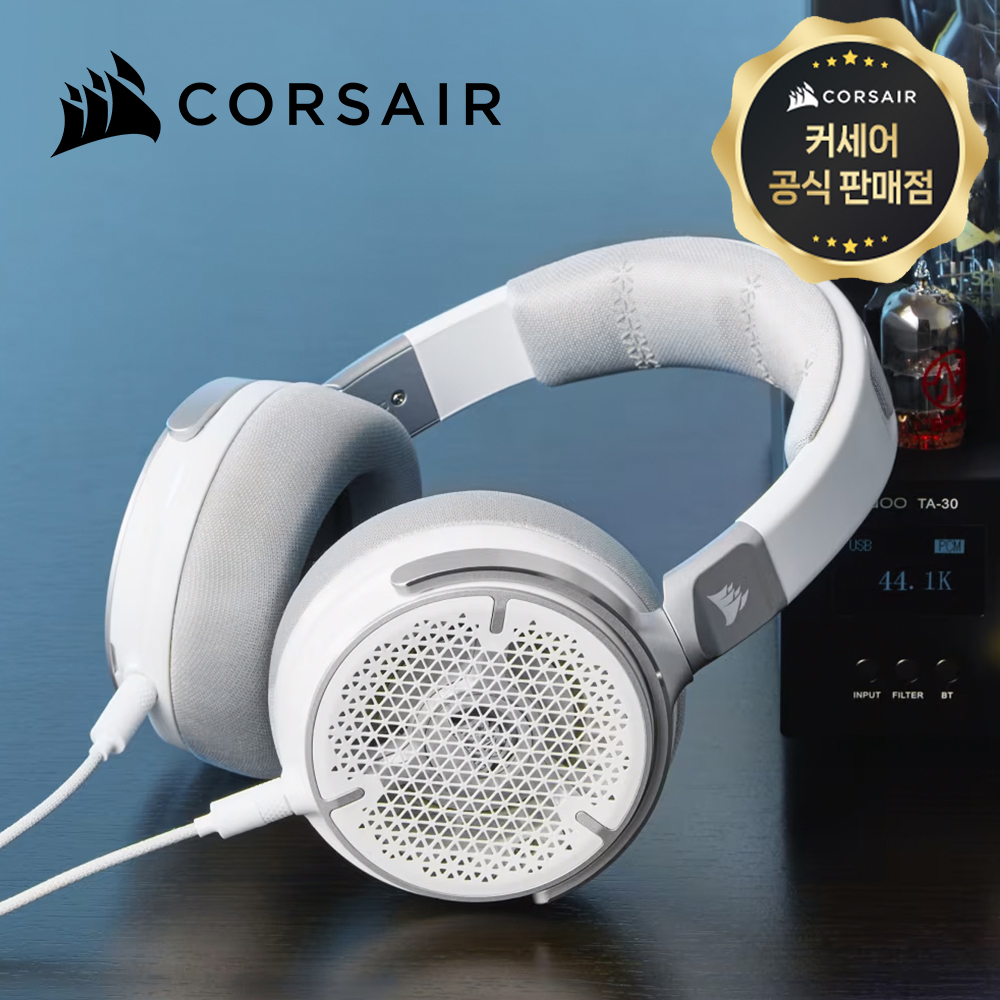 [국내정발] 커세어 버츄오소 PRO 오픈백 유선 게이밍헤드셋 화이트