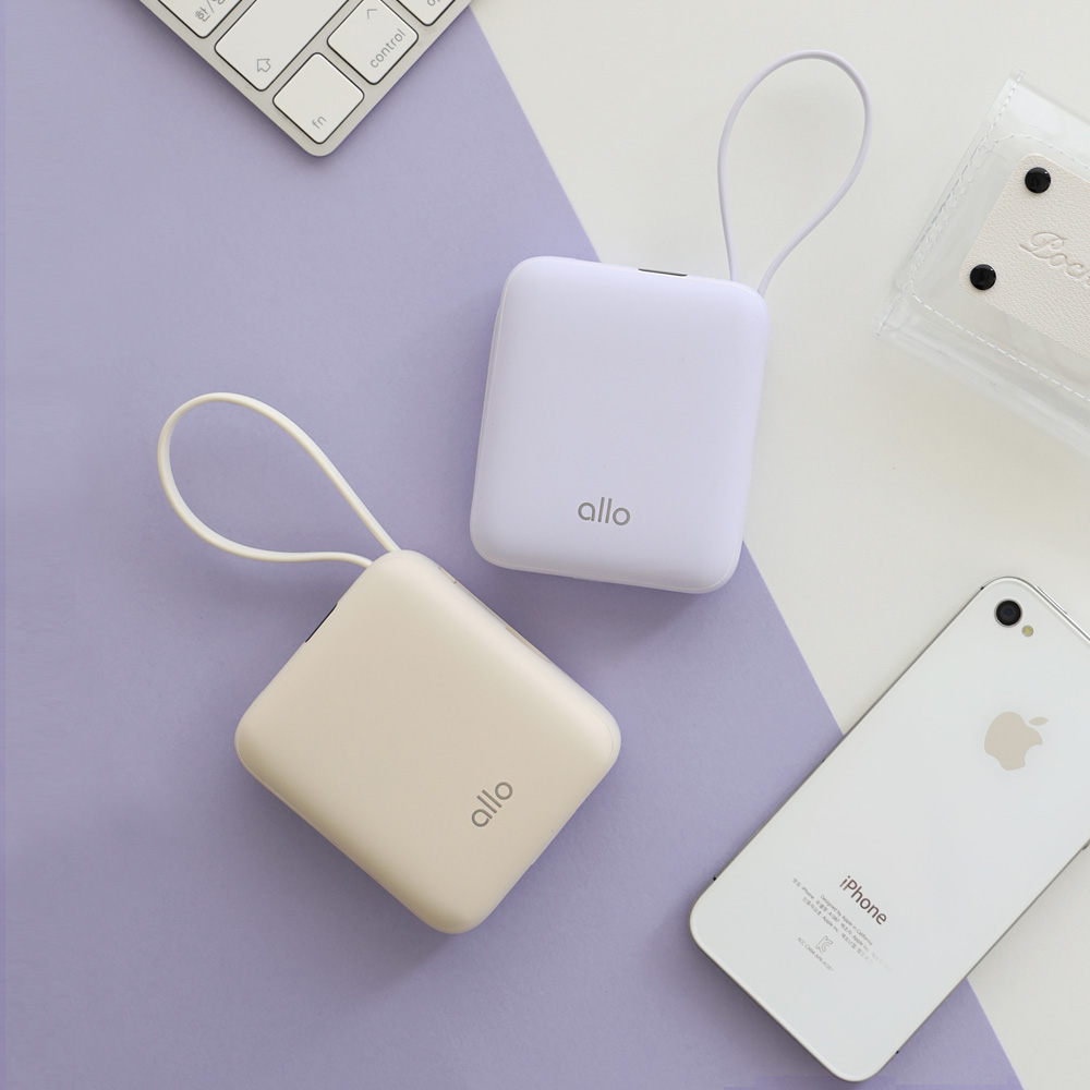 알로코리아 20W 포켓 미니 고속충전 C타입 8핀 보조배터리 10000mAh, 크림아이보리