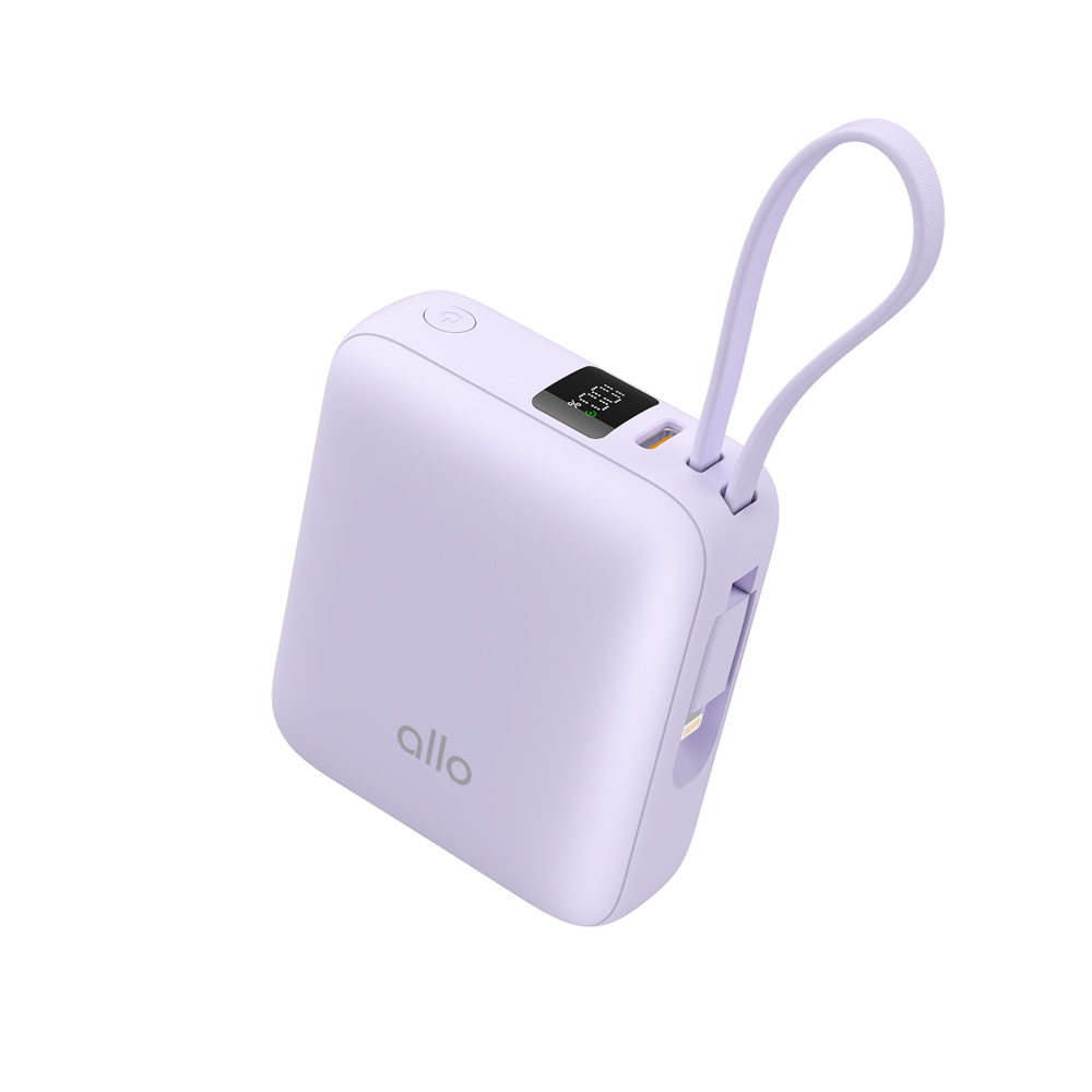 알로코리아 20W 포켓 미니 고속충전 C타입 8핀 보조배터리 10000mAh, 라벤더