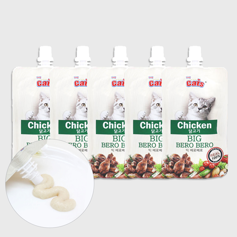 더캣츠 빅베로베로 고양이파우치 고양이츄르 짜먹는간식 닭고기, 85g, 5개 - 상품 이미지