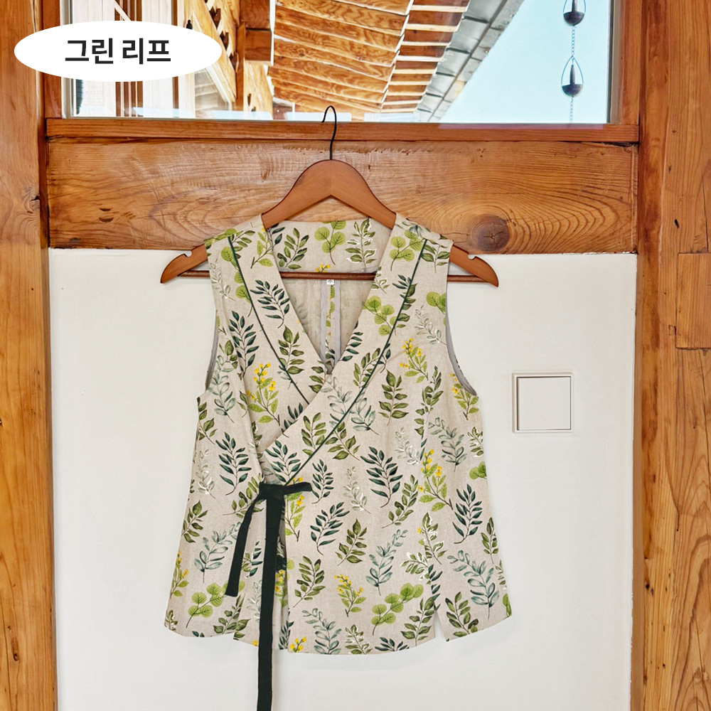 여자 플라워패턴 린넨 조끼 생활한복 단품 개량 3349 이미지 6
