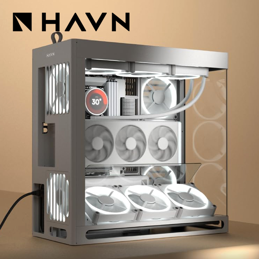 [국내정발] HAVN HS420 VGPU 컴퓨터 어항 케이스 미들타워 본체 데스크탑 케이스 화이트