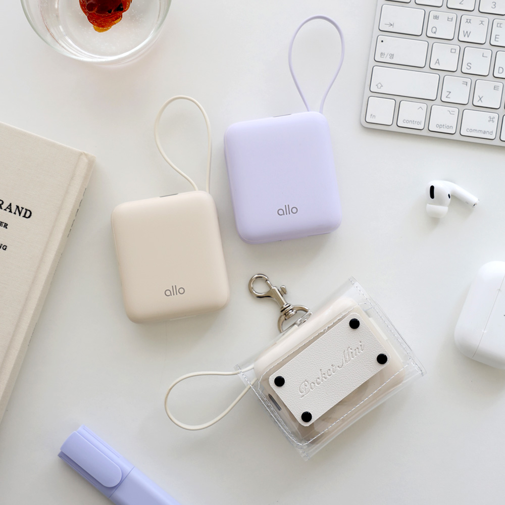 알로코리아 20W 포켓 미니 고속충전 C타입 8핀 보조배터리 10000mAh, 크림아이보리
