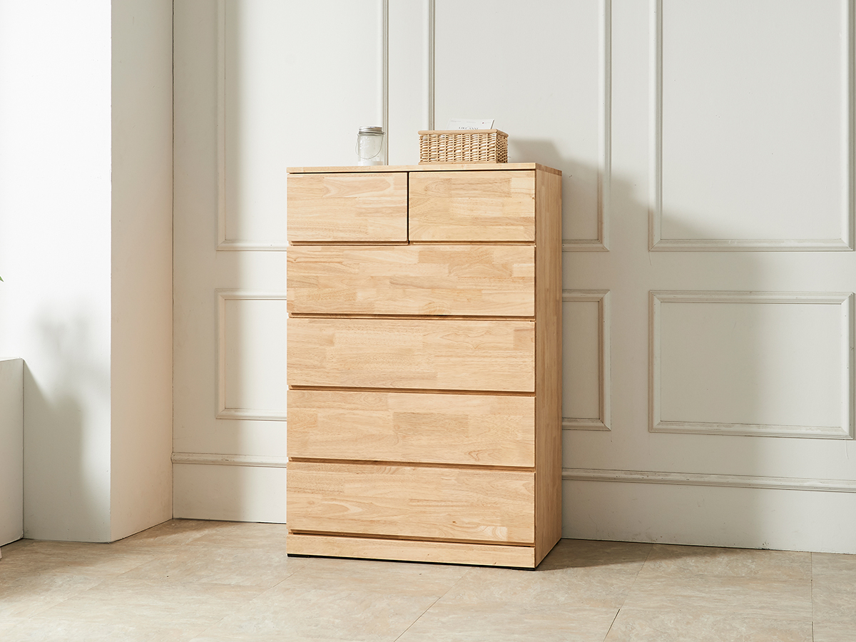 벤누스 원목 드레스룸 안방 화장대 슬림 와이드 옷 서랍장 805x500x1230mm, 5단, 네추럴