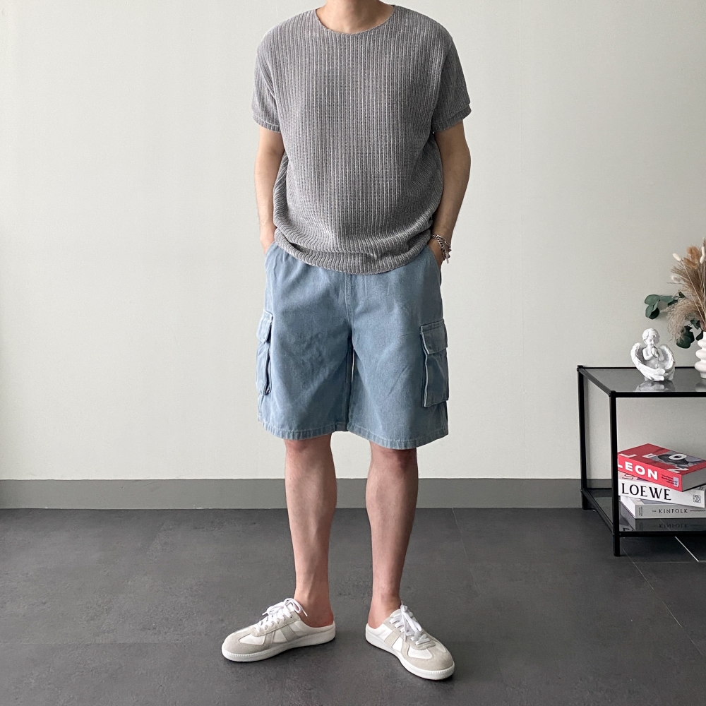 남자청반바지 카고 남자흑청반바지 - 상세 이미지 3