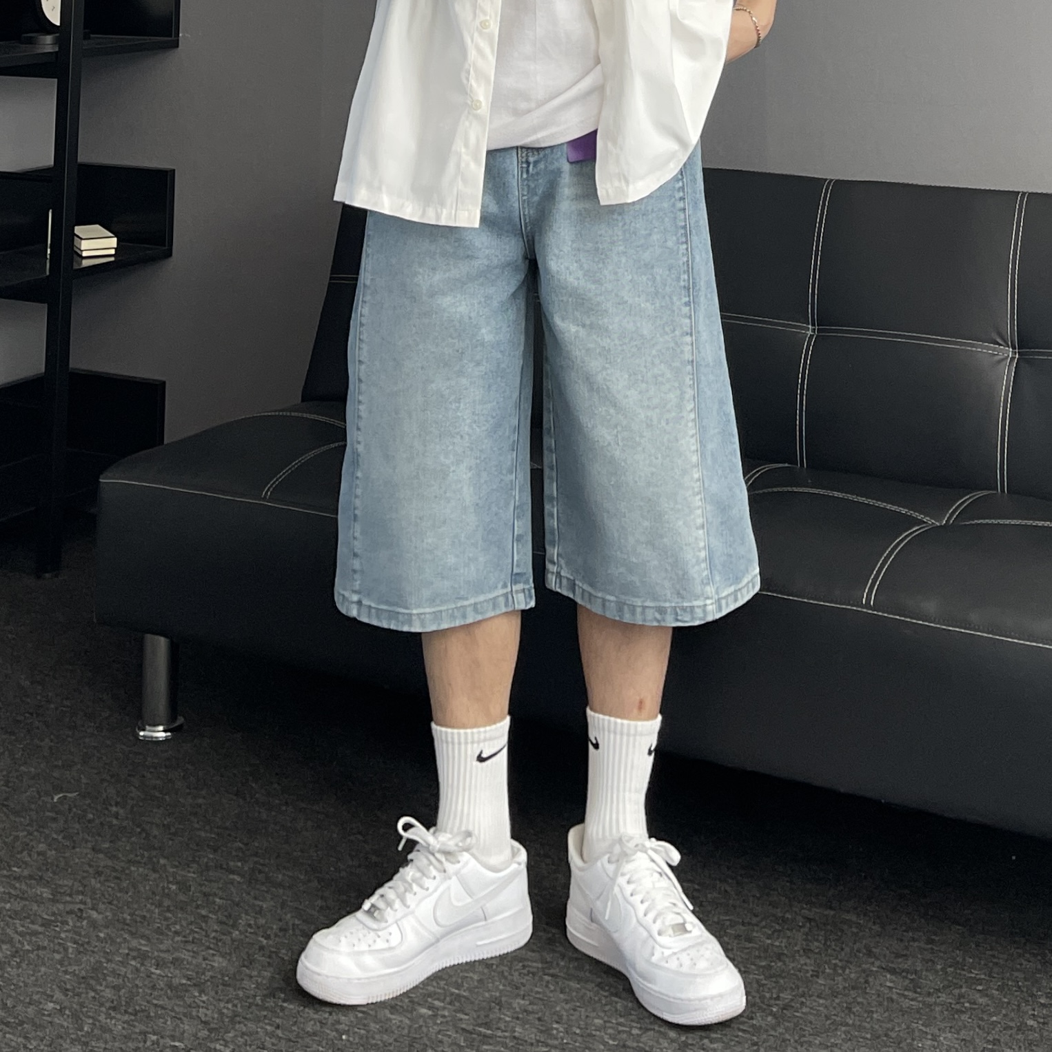 남자청반바지 남자7부청바지 버뮤다데님팬츠 이미지 8