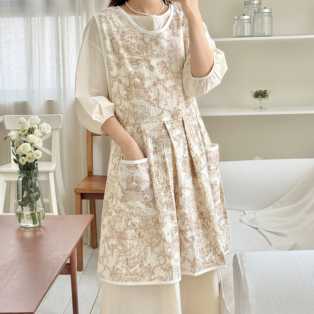 한스데이 포그니 뜨왈 이중요루 거즈 면 부드러운 원피스 앞치마