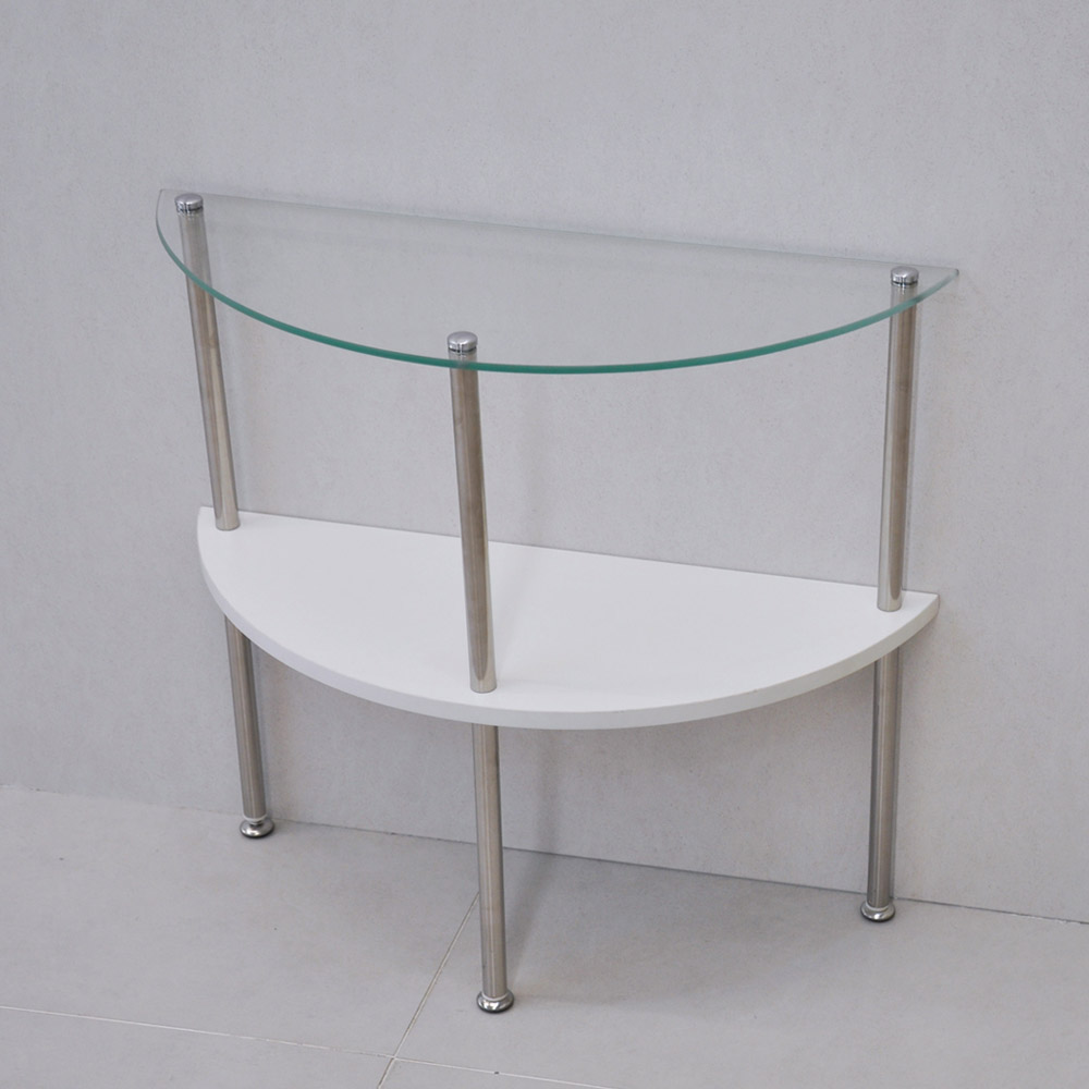 다용도 화이트 반달 2단 선반 거실 인테리어 사이드테이블