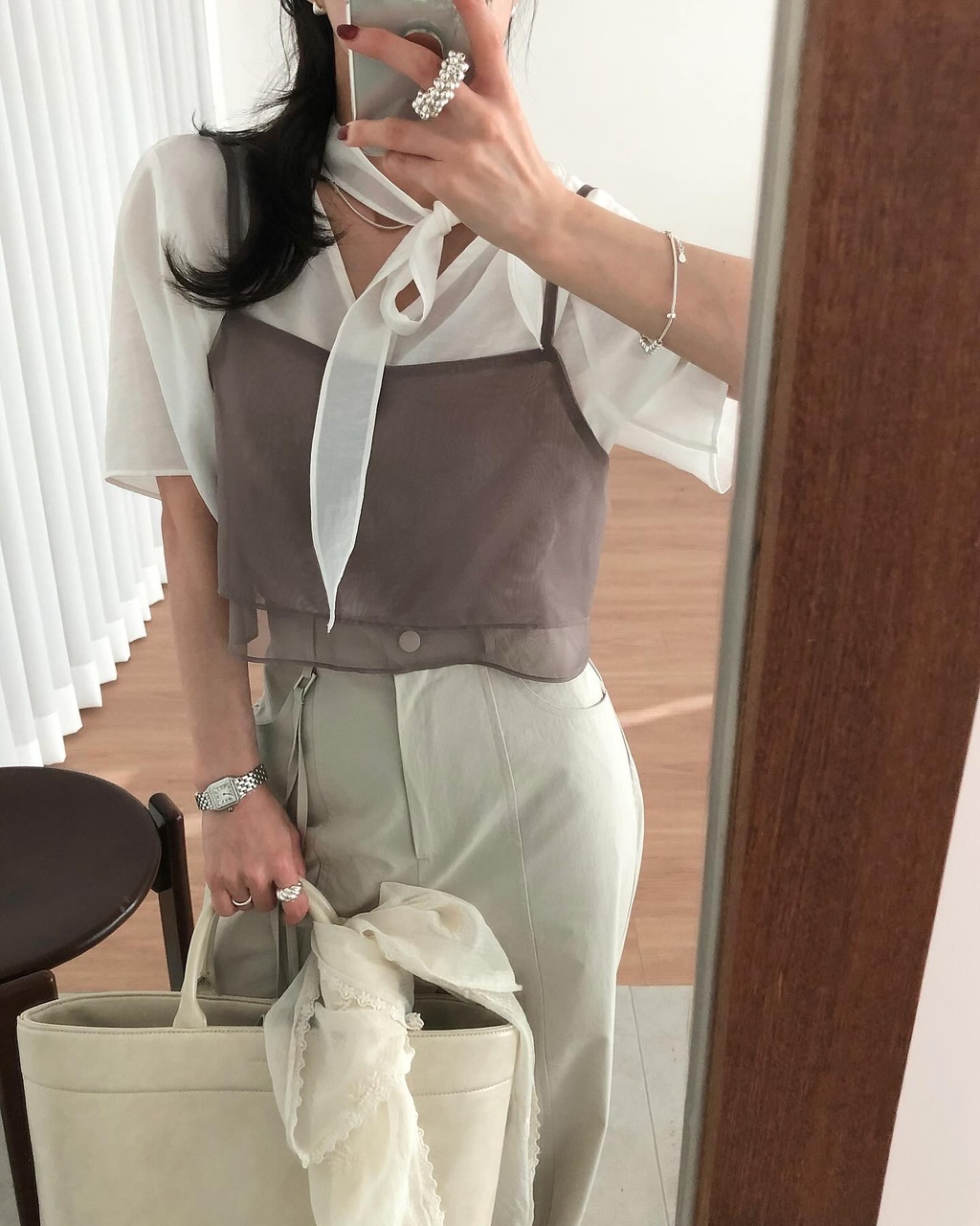 컨비 여성 여름 크롭 레이어드 이너 스퀘어넥 뷔스티네 나시 이미지 2