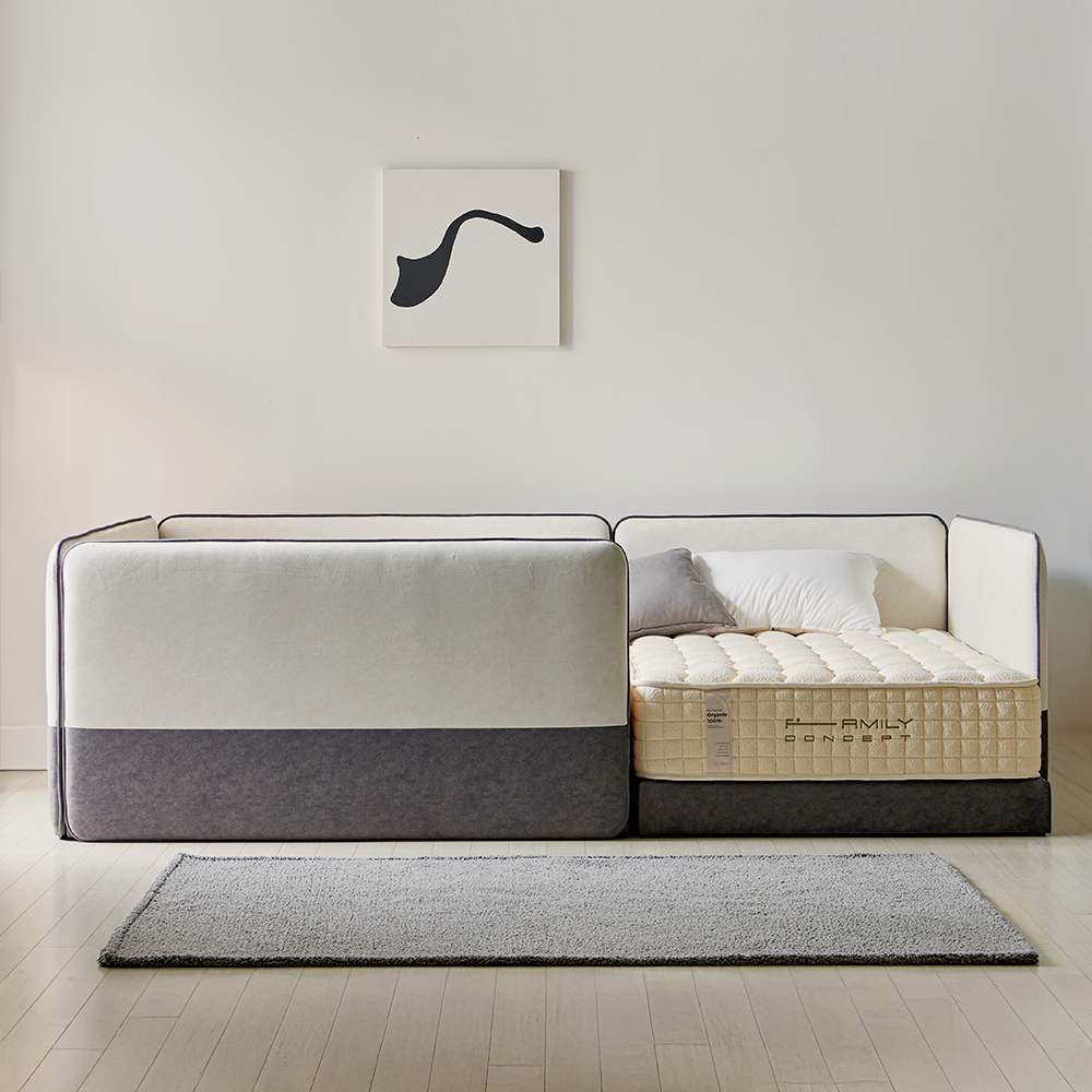 패밀리컨셉 오드리 저상형 패밀리침대 기능성 패브릭 SS+Q(1100+1500mm) 갤럭시 - 상품 이미지