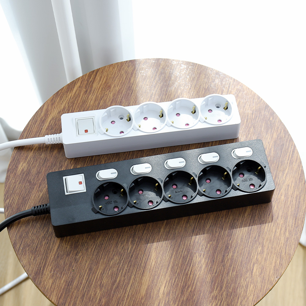 아이정 국산 멀티탭 화재 안전 접지 난연소재 16A 메인 개별 4구 1.5M 멀티 콘센트