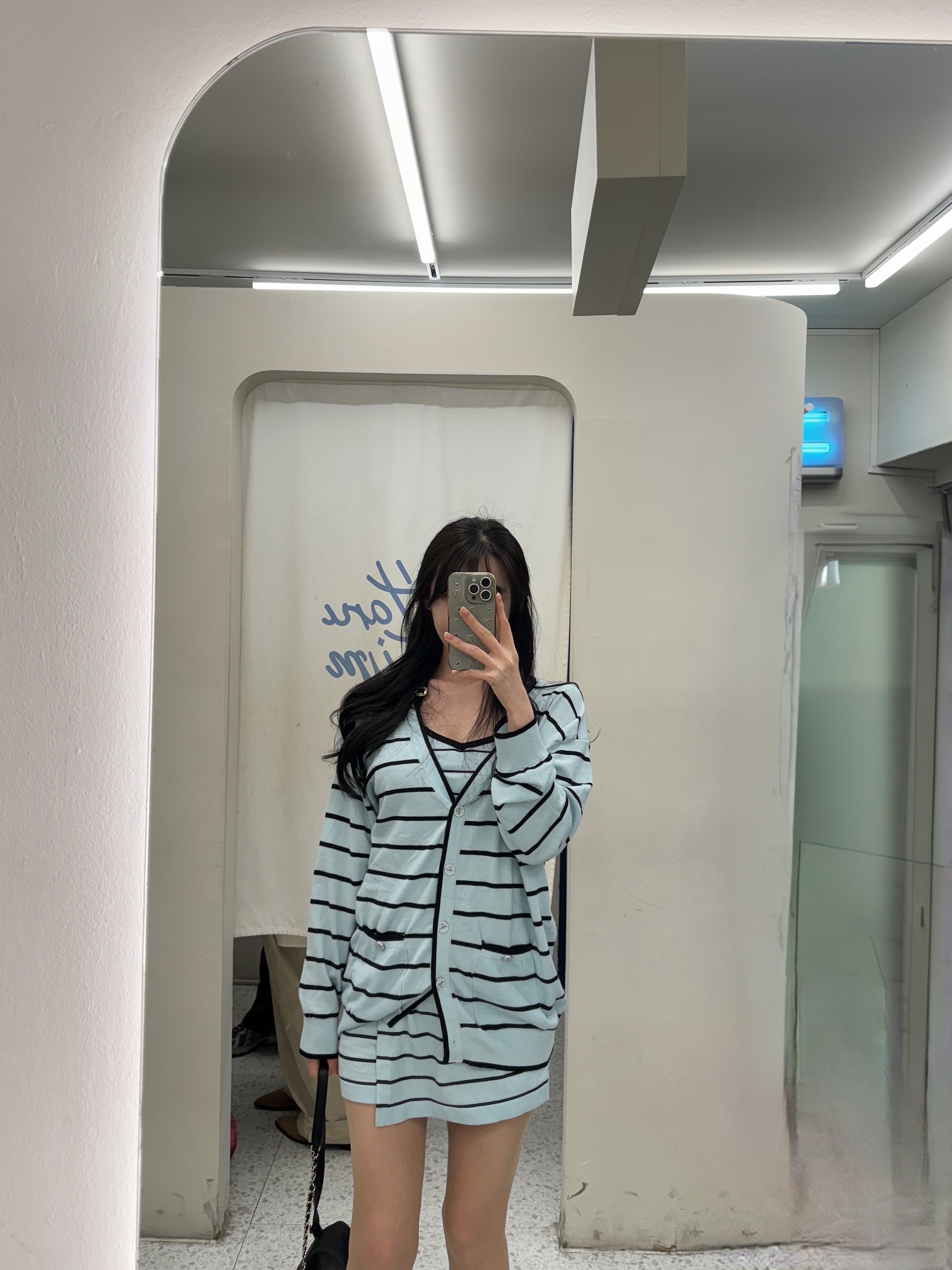 [고퀄ver./나시/가디건/스커트💙] 블루 스트라이프 쓰리피스 세트 (수입) 상세 이미지 15