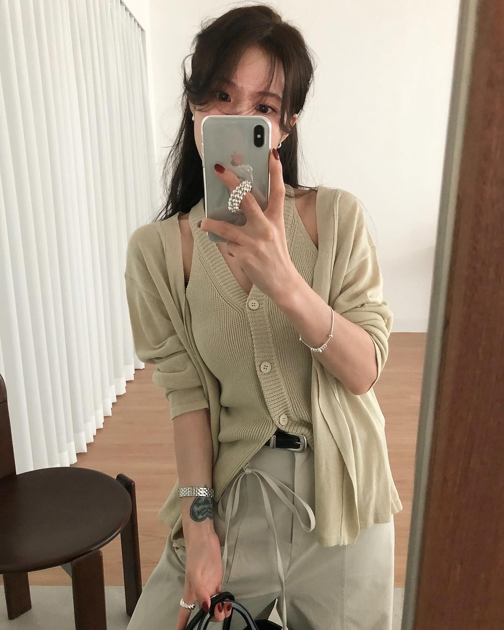 허트 여름 브이넥 레이어드 이너 가디건세트 - 상세 이미지 2