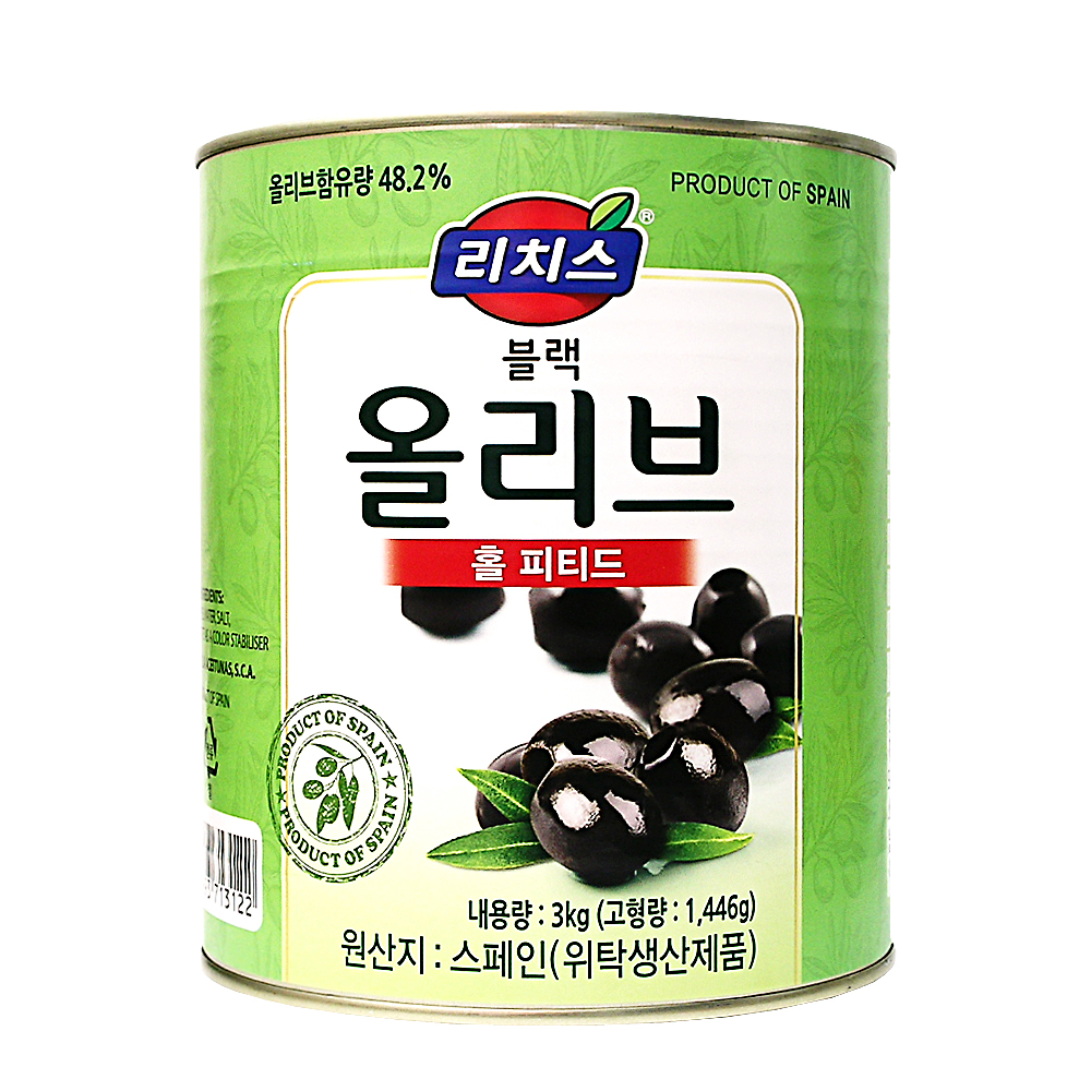 리치스 블랙올리브 홀 3kg /Whole Pitted _박스단위출고 : 데이올푸드