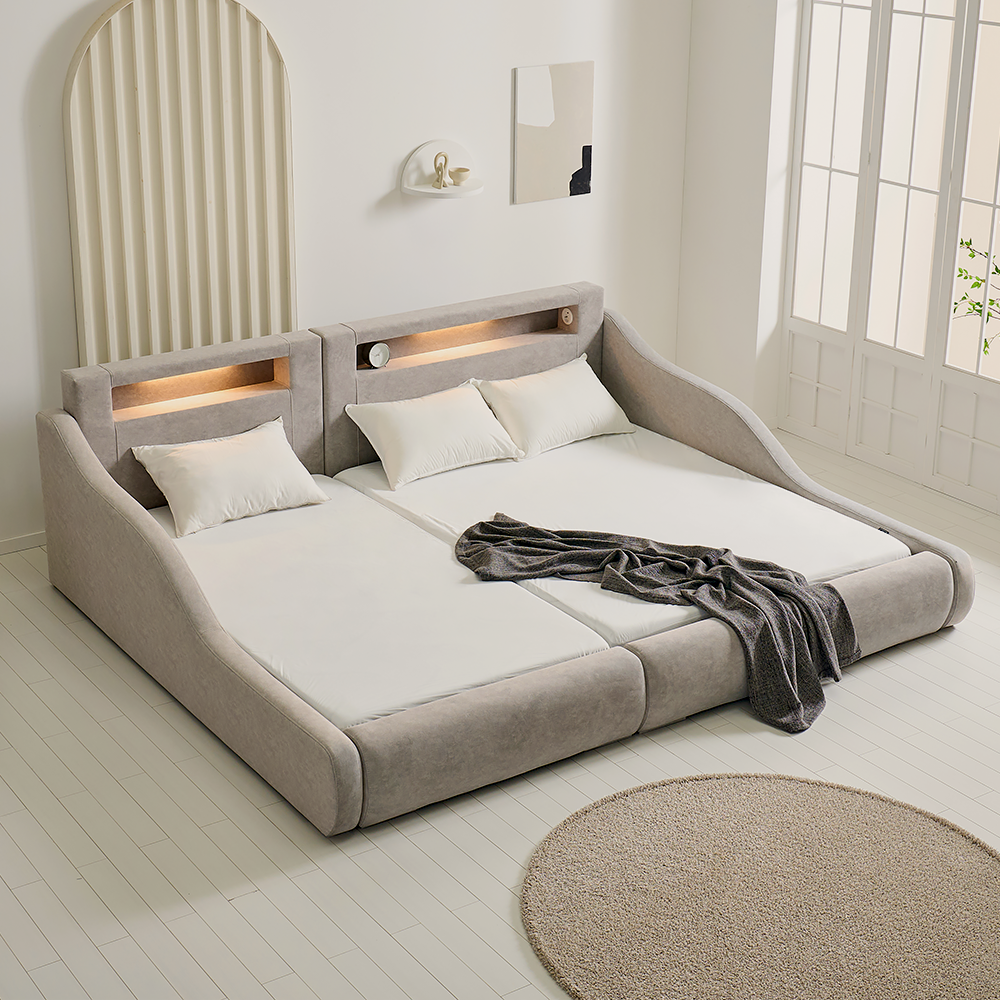 패밀리컨셉 데이지 저상형 패밀리침대 기능성 패브릭 SS+Q(1100+1500mm) 갤럭시 - 상세 이미지 4