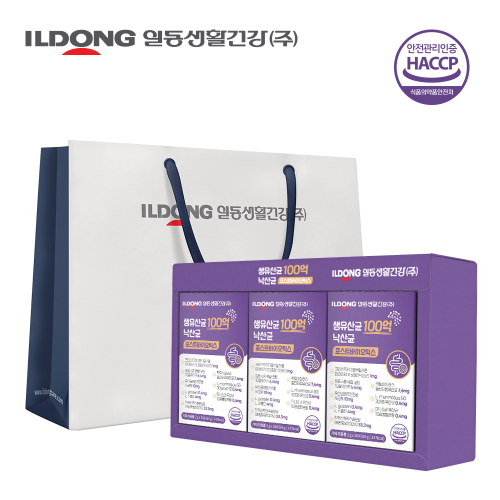 일동생활건강 생유산균 100억 낙산균 포스트바이오틱스 선물세트 3박스 쇼핑백포함 - 상품 이미지