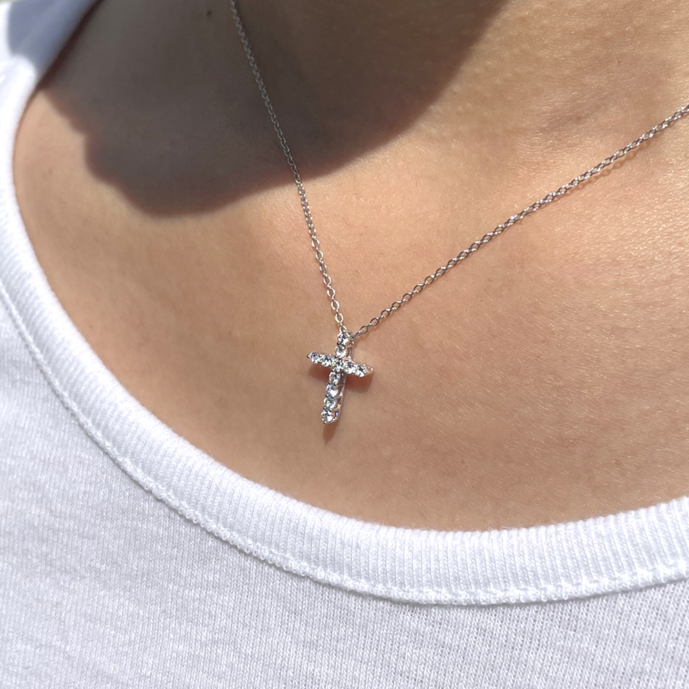 미니 십자가 랩 다이아 1.7mm 목걸이 데일리 여자 선물 - 상세 이미지 2