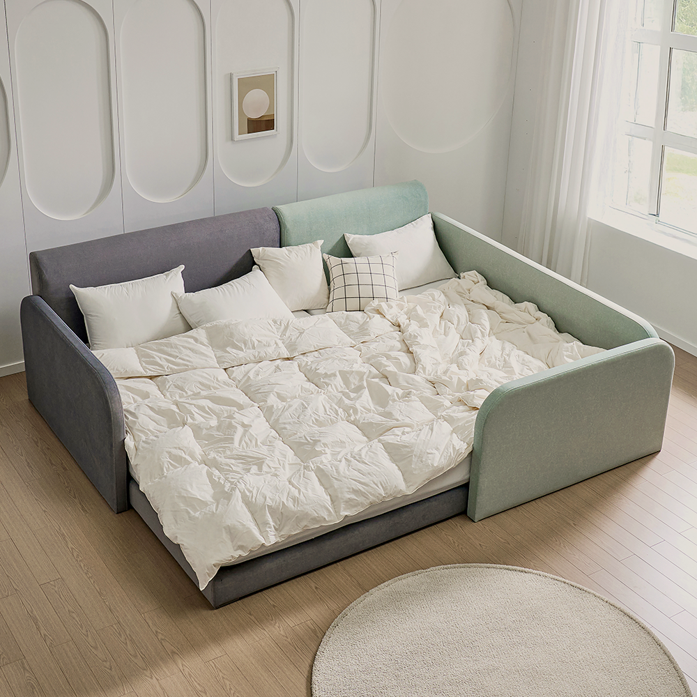패밀리컨셉 알리 저상형 패밀리침대 기능성 패브릭 SS+Q(1100+1500mm) 갤럭시 - 상세 이미지 4