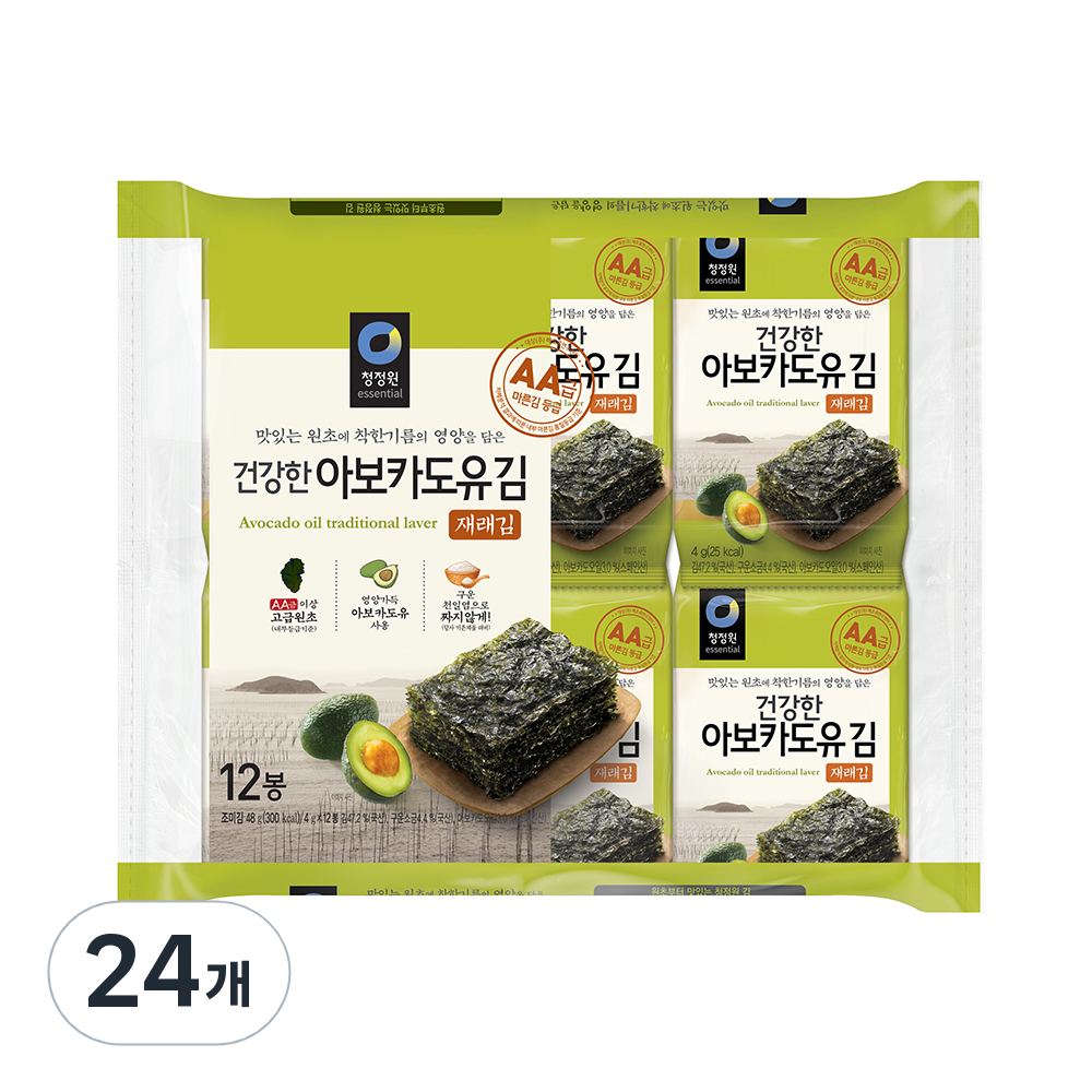 (1+1)청정원 건강한 아보카도유김 재래김, 48g, 2개2set : 메이드인해피