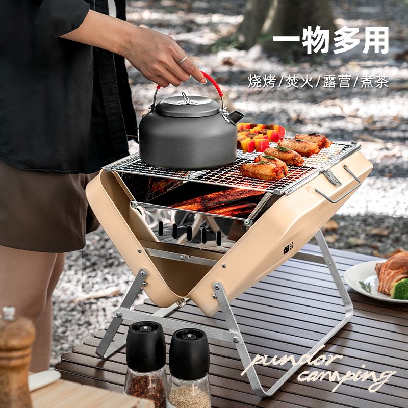 접이식 야외 훈제 그리들 일회용석쇠 스트릿백 숯불화로대 철망 석쇠그릴 고기불판 숯불그릴 미색 - 휴대용 오븐 - 대형 - 상세 이미지 4