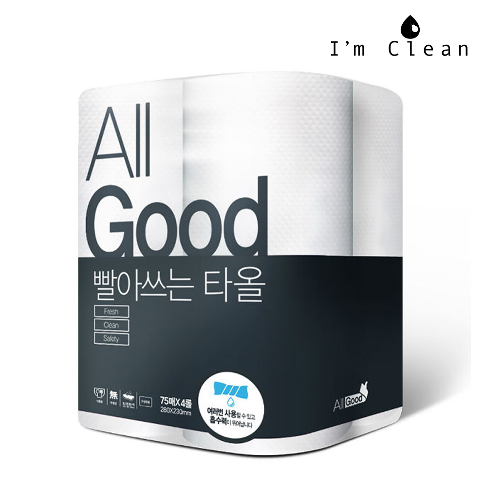 빨아쓰는 키친 타올 행주 올굿 75매 4롤