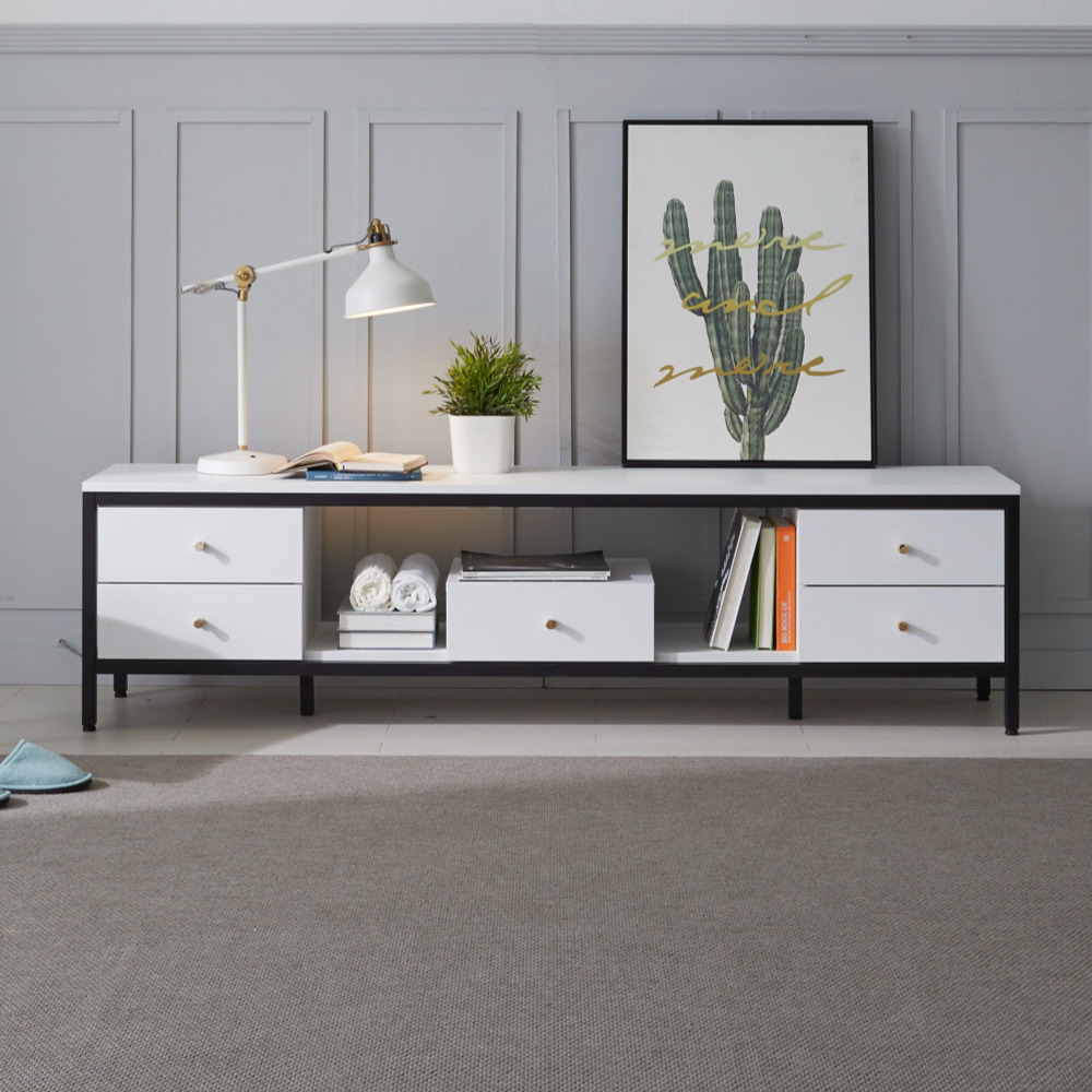 네 1800거실장 높은tv장테이블 멀바우 철제티비다이 오디오장식장