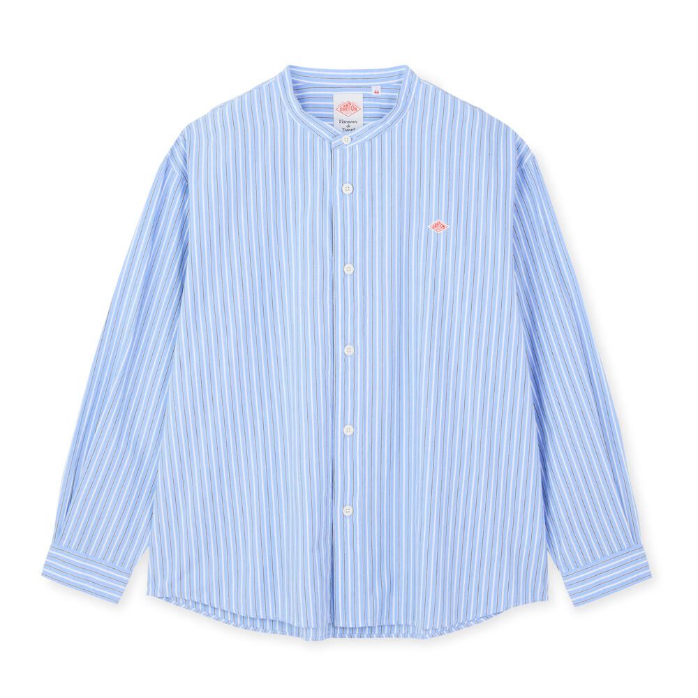 단톤 셔츠 MEN'S ORGANIC COTTON WASHER BAND COLLAR SHIRT 25SS 긴팔 스트라이프 DNB251M104-0018 - 메인 이미지
