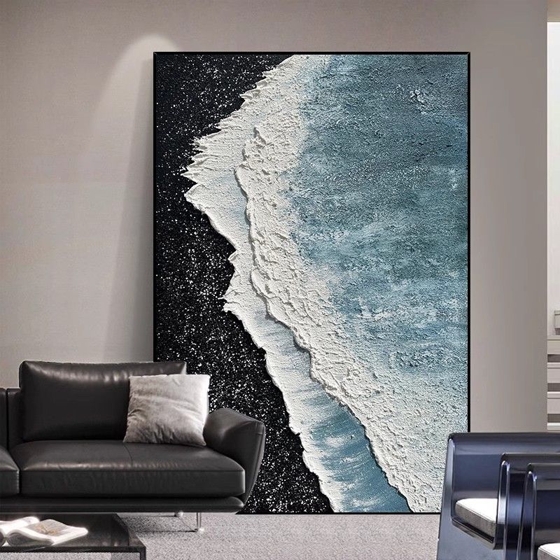 바다 그림 파도 유화 캔버스 고급 액자 무제 A 알루미늄합금 블랙프레임 70x100cm - 메인 이미지