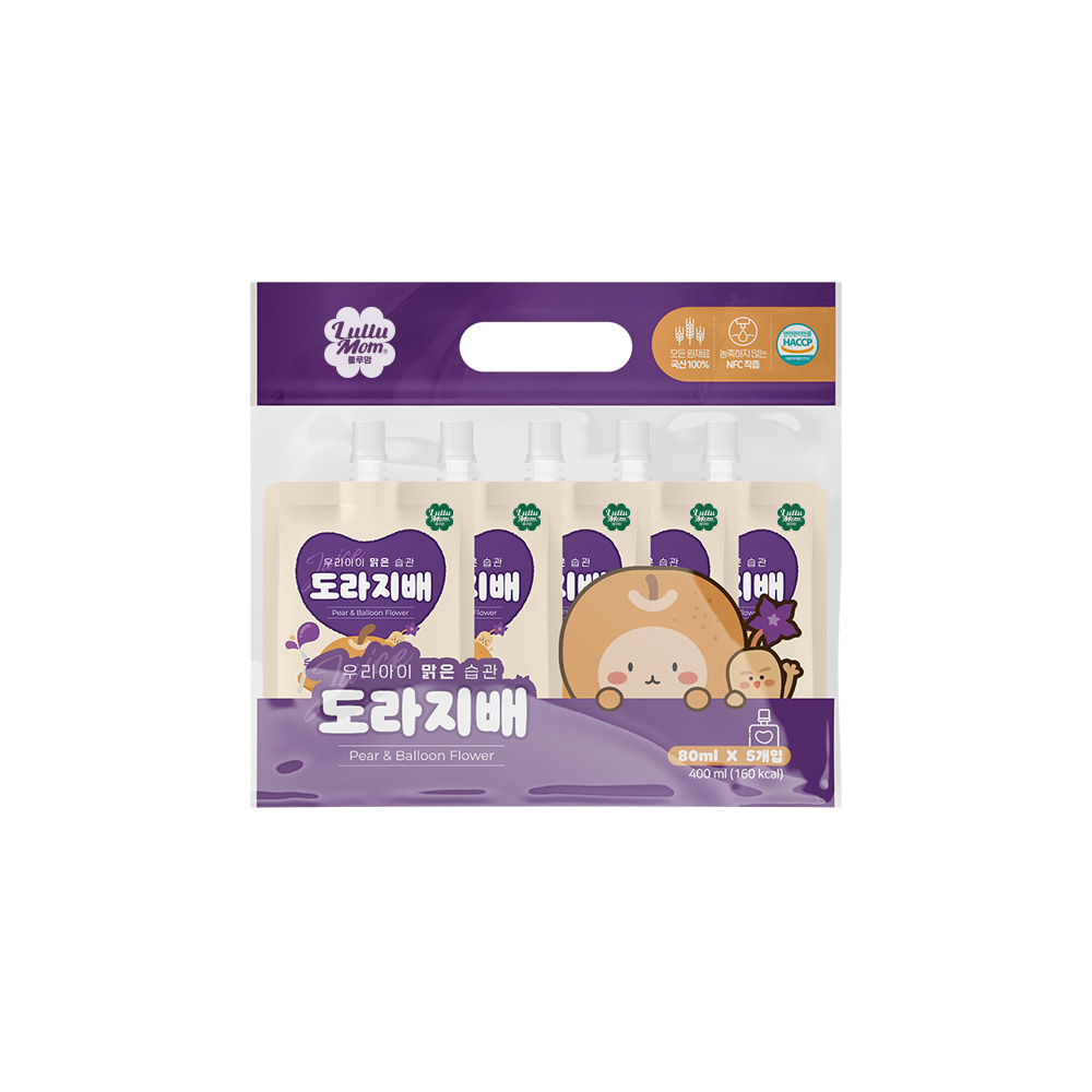 [룰루맘] 우리아이 맑은습관 도라지배 주스 1번들(80mlx5봉) - 상품 이미지